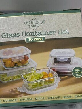 New - Charleston Pantry 10 Piece Glass Food Storage Containers